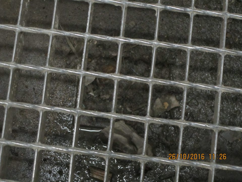 V umyvárni prevádzky zanesený a znečistený kanalizačný odtok. 