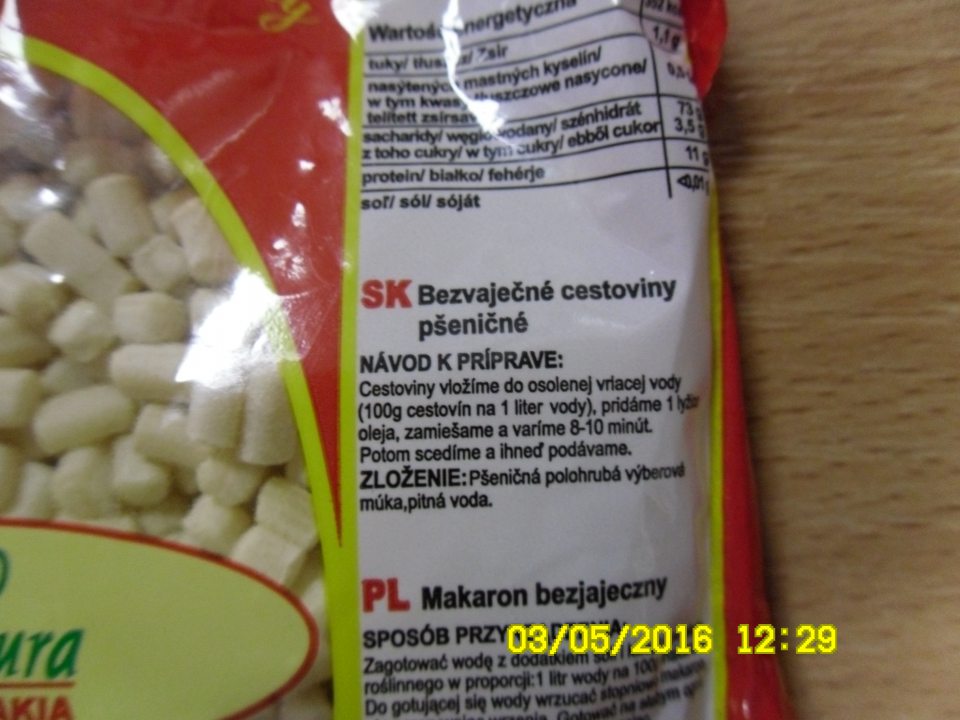 V predajni nedostatočne označený 1 druh potravinárskeho výrobku. V zložení neboli zvýraznené látky spôsobujúce alergie.