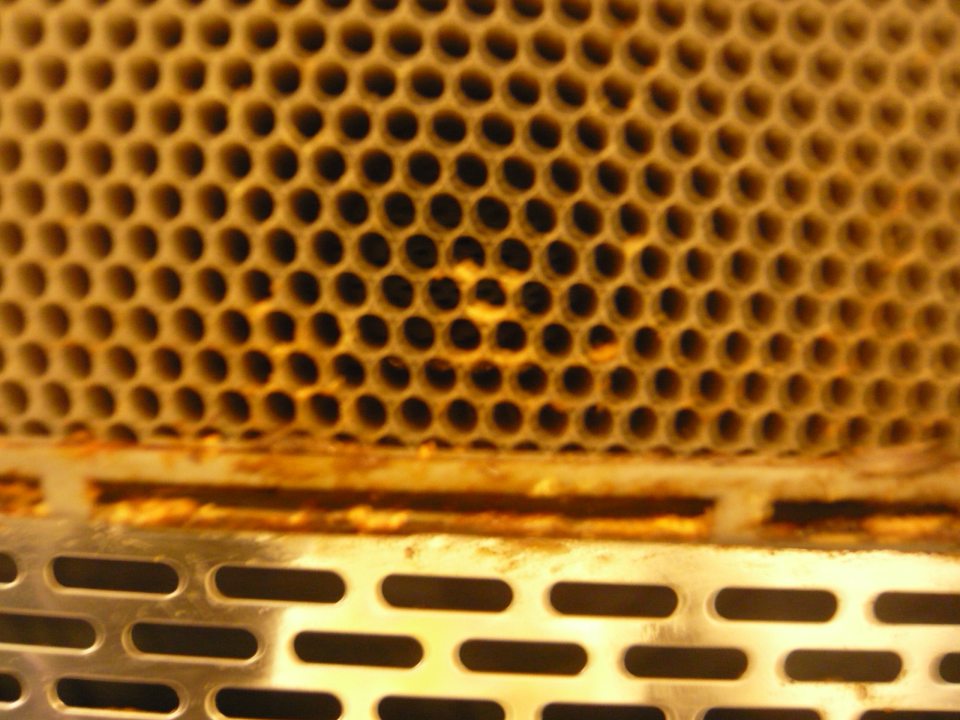 V oddelení lahôdok prevádzky v chladiarenskej vitríne skorodované mriežky.