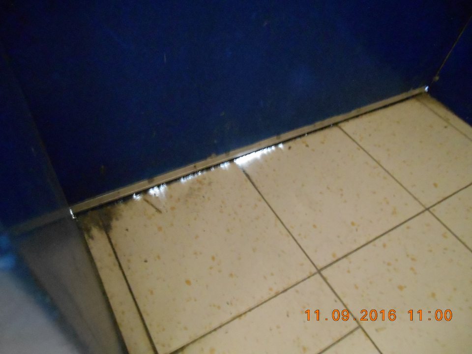 V sklade potravín nepriliehajúce dvere s možnosťou vniknutia škodcov.