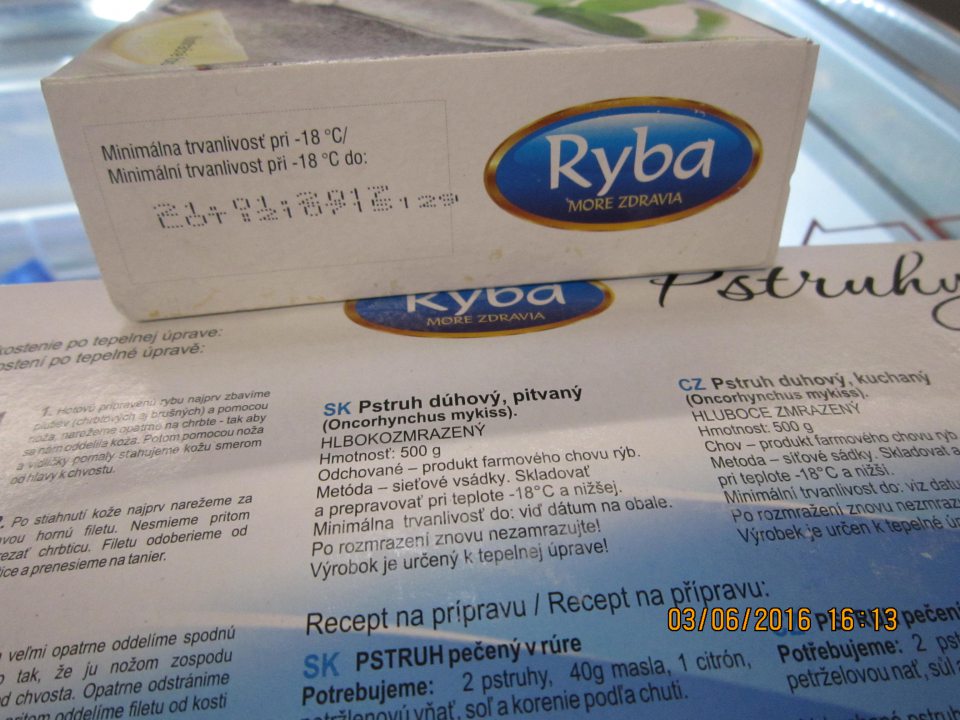 Predaj výrobku bez uvedenie dátumu zmrazenia.