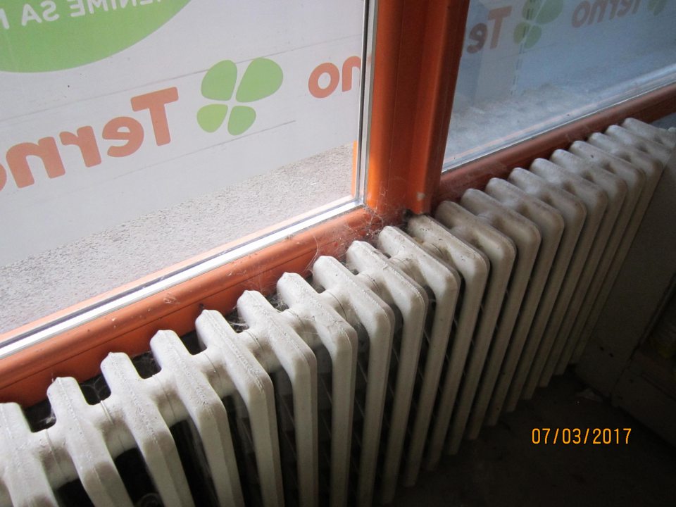 V predajni pavučiny na radiátore.