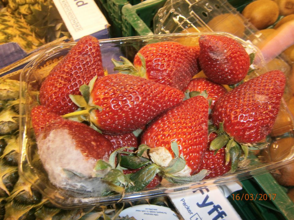 Predaj ovocia nevhodnej na ľudskú spotrebu z dôvodu výskytu plesne na plodoch.