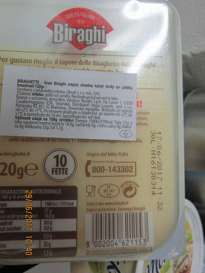 Predaj mliečneho výrobku po uplynutí dátumu spotreby.