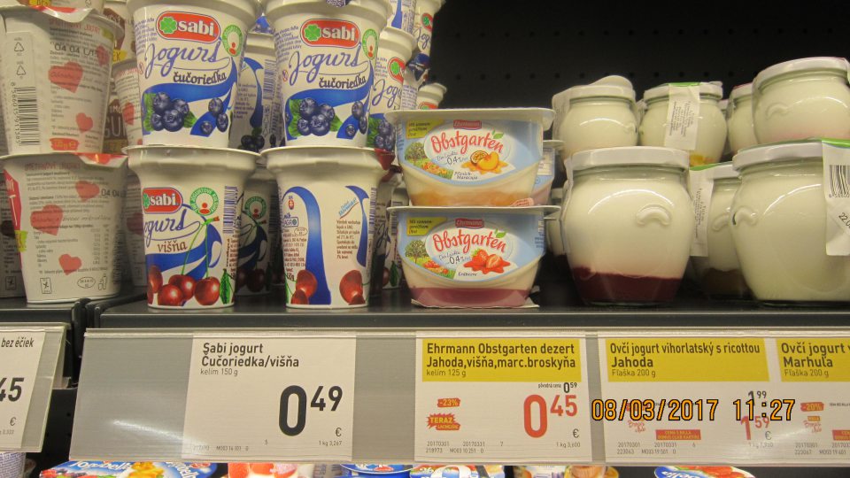 Predaj mliečnych výrobkov neoznačených v kodifikovanej podobe štátneho jazyka.