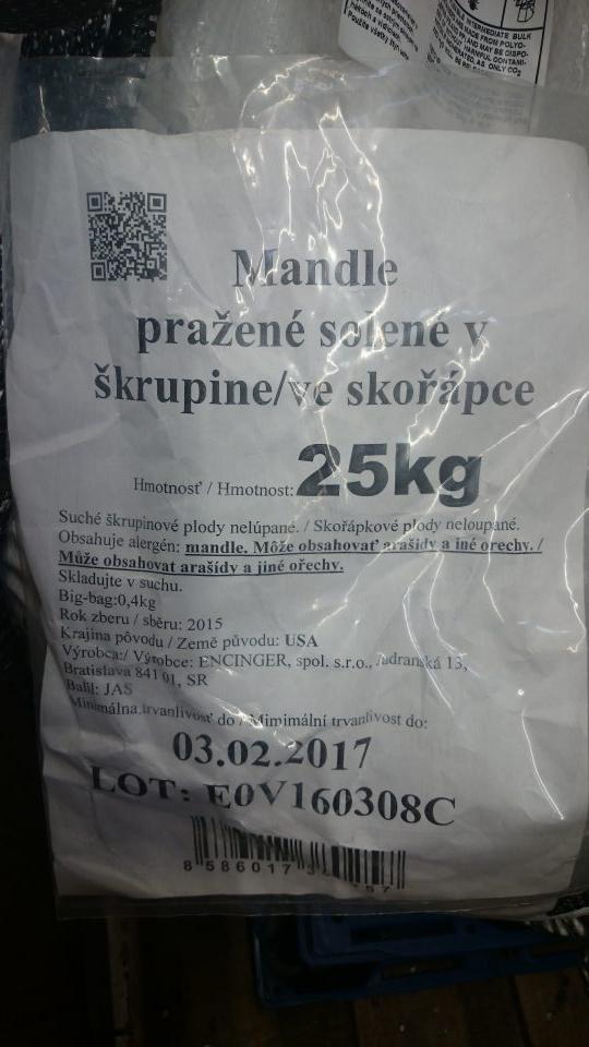 Mandle pražené solené v škrupine, DMT: 3.2.2017 (15 dní po DMT.