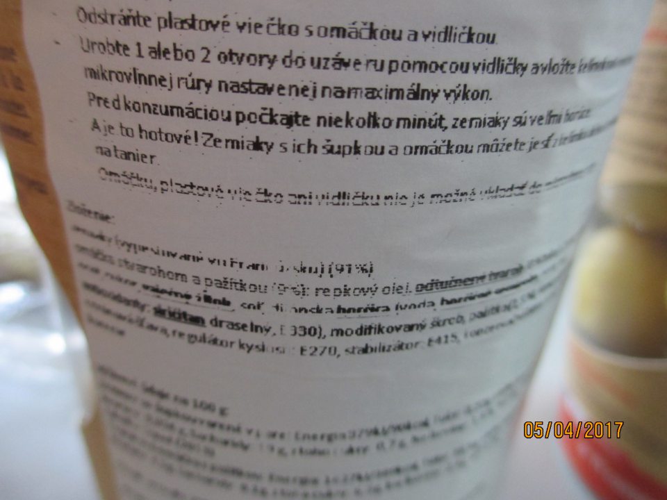 Predaj výrobku s nečitateľným označením.