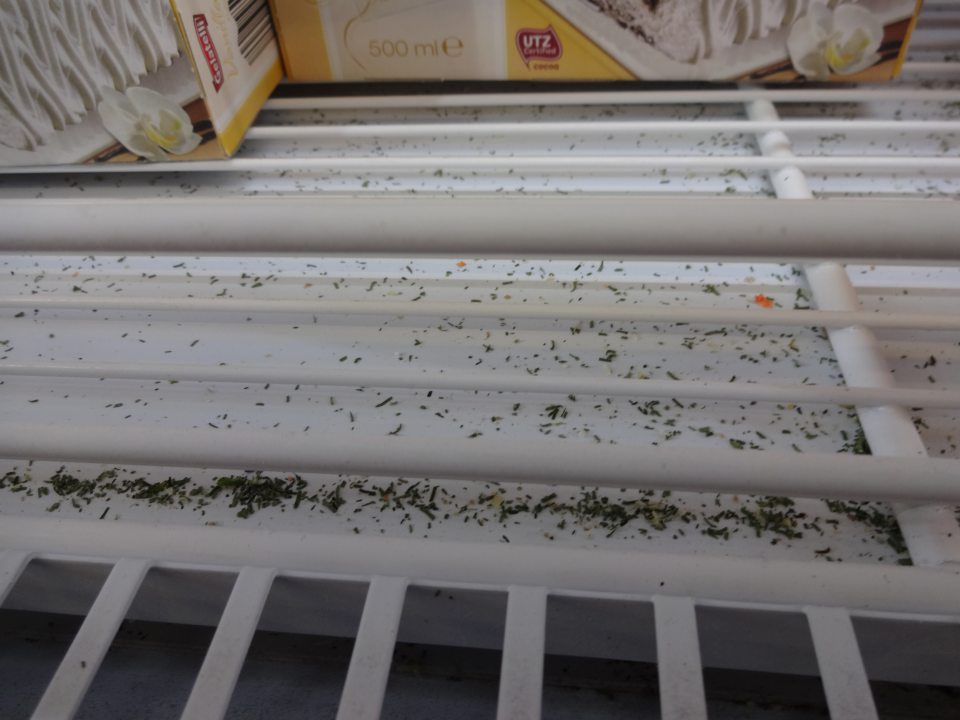 - Znečistené ložné plochy horných mraziacich vitrín v predajni