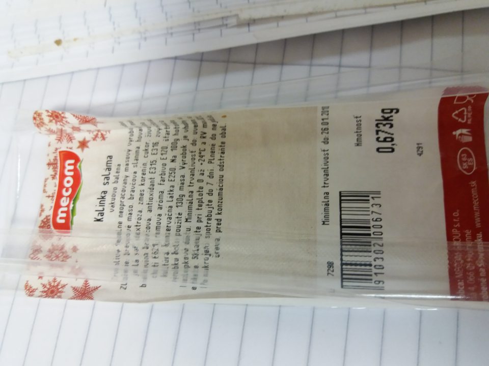 Výrobok MECOM Kalinka ponúkaný na predaj z obslužného pultu po uplynutí dátumu spotreby.