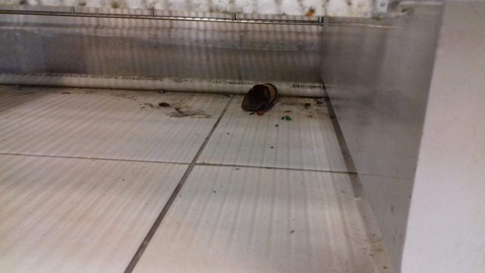 Podlahy pod regálmi znečistené