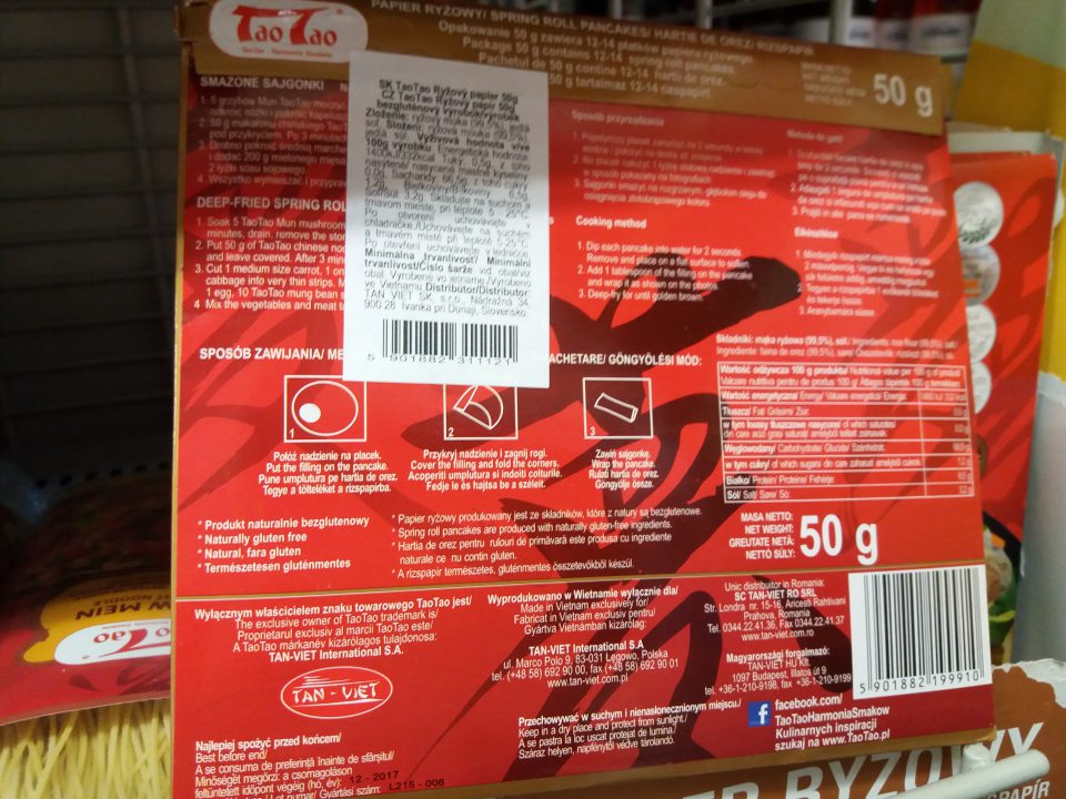 Výrobok Ryžový papier ponúkaný na predaj po uplynutí dátumu minimálnej trvanlivosti.