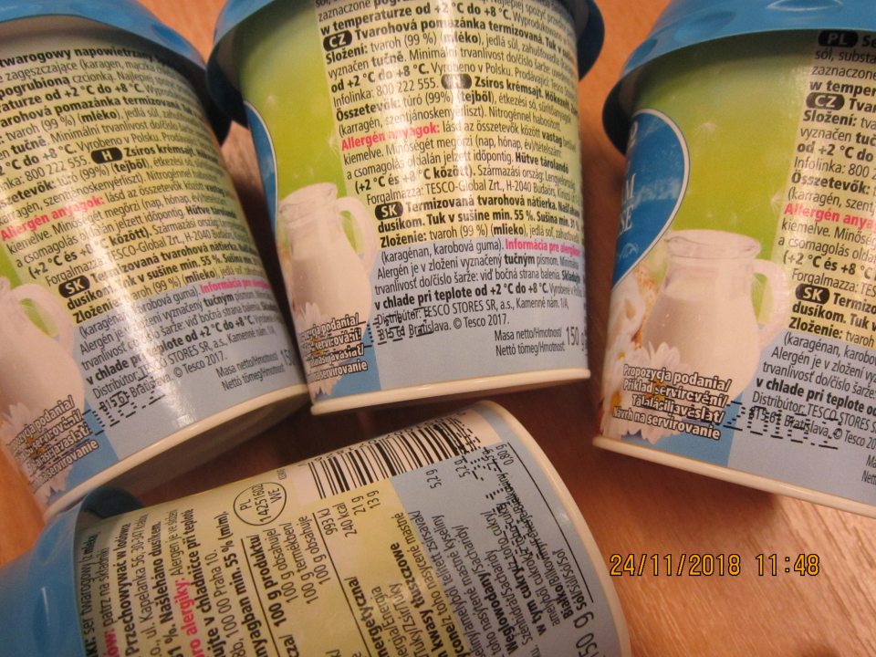 Nečitateľný dátum spotreby.