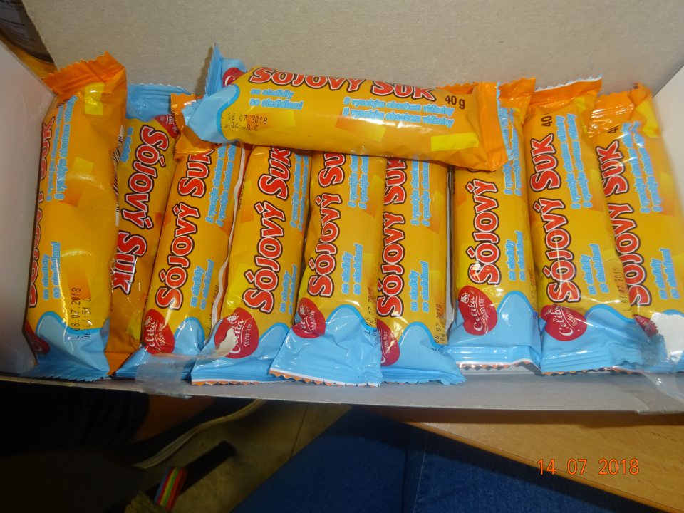 Predaj výrobku po 6 dní dátume minimálnej trvanlivosti: Sójový suk 40g, DMT: 8.7.2018.