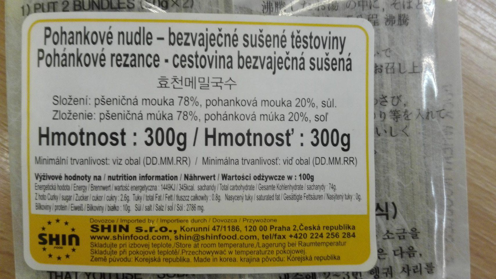 Kontrolou označovania bolo zistené, že na výrobku Pohánkové rezance – cestovina bezvaječná sušená, hmotnosť 300 g, Dovzca: SHIN s. r. o., Korunní 47/1186, 120 00 Praha 2, Česká republika, neboli alergény (konkrétne pšeničná múka) odlíšené od zvyšnej časti zoznamu zložiek.