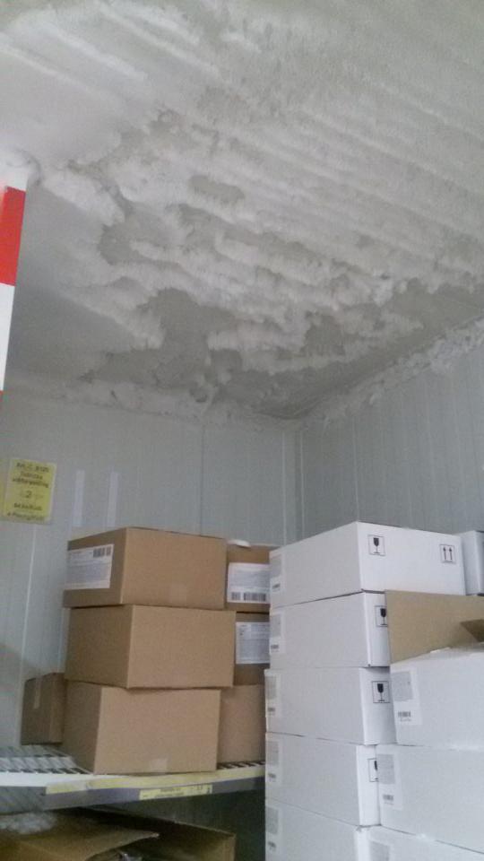Hrubá vrstva námrazy v mraziacom boxe.