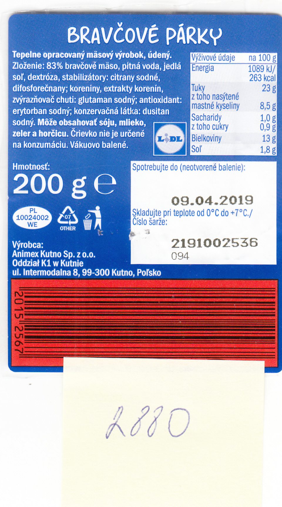 Vo výrobku bravčové párky zistená prítomnosť hydinového proteínu.