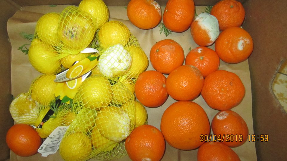 Predaj plesnivého ovocia.