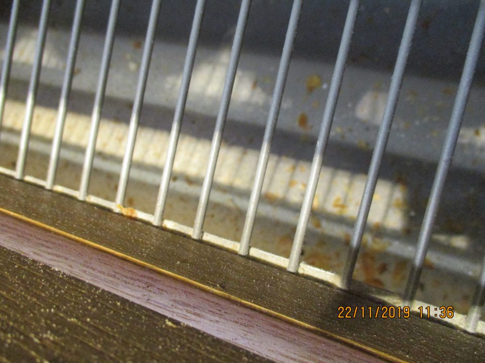 Znečistená chladnička na vajíčka v skladovom priestore. 