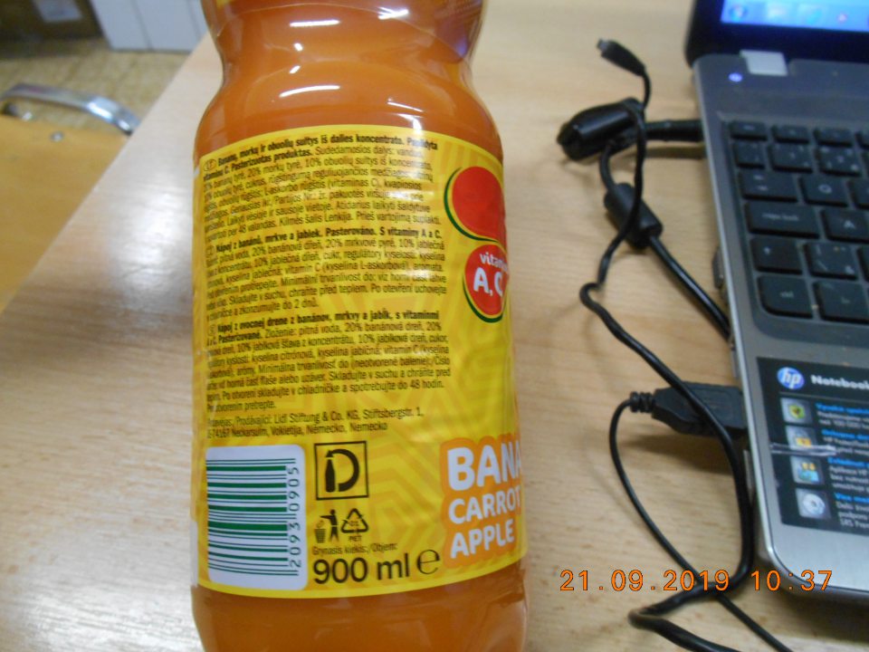 Predaj nesprávne označenej potraviny: "Solevita, nápoj z ovocnej drene z banánov, mrkvy a jabĺk s vitamínmi A a C"- nesprávny spôsob vyjadrenia dátumu minimálnej trvanlivosti. Na výrobku uvedené: "Minimálna trvanlivosť do: 03.2020", správne má byť: "Minimálna trvanlivosť do konca: 03.2020".