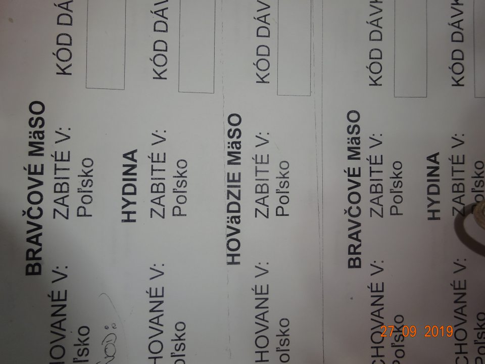 Na etikete chýbali povinné údaje o pôvode mäsa.