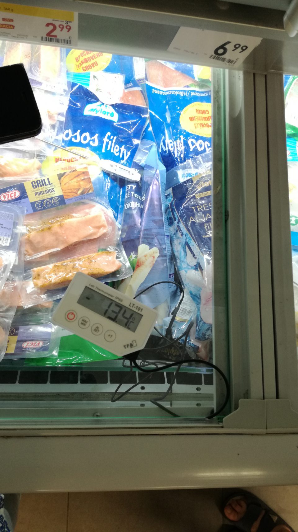 Nedodržaná teplota uchovávania pri hlbobkozmrazených produktov rybolovu