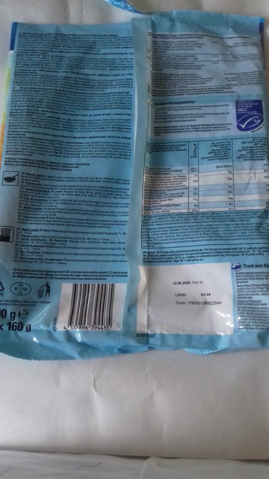 Nevyhovujúca potravina - v kontr. znaku označenie a množstvo rybacieho mäsa. Výrobca udáva 69% rybacieho mäsa, nameraná hodnota - 59,9% rybacieho mäsa.