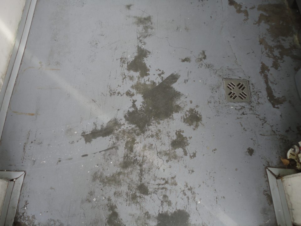 Poškodená podlaha v kafilérnom boxe