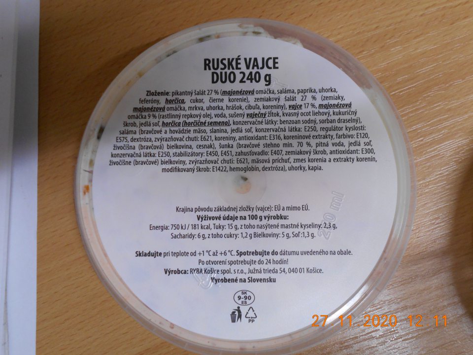 Chýbajúce označenie zloženia zloženej zložky u dvoch druhov lahôdkárksych výrobkov.