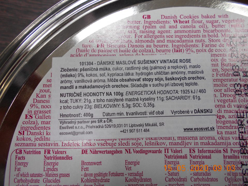 - Označenie názvu nie je pre spotrebiteľa zrozumiteľné (Vintage Rose) a zloženie uvádza spotrebiteľa do omylu - v názve uvedené maslové sušienky a v zložení uvedená maslová aróma.