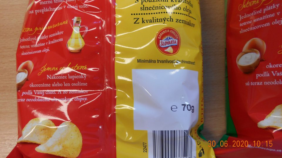  Chýbajúci- nedotlačený údaj o dátume minimálnej trvanlivosti.