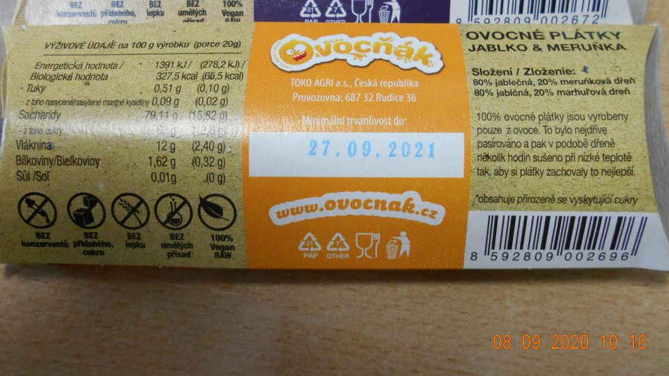 Chýbajúci názov a opisný názov u dvoch druhov potravinárskych výrobkov v štátnom jazyku.