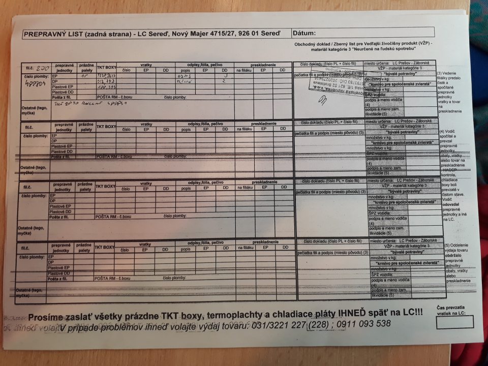 Evidencia VŽP je neúplná.