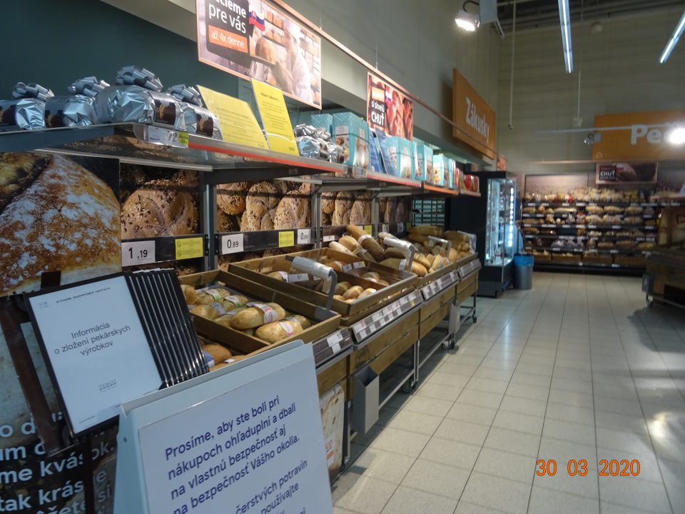 predaj nebaleného chleba v zariadení bez ochranného prekrytia
