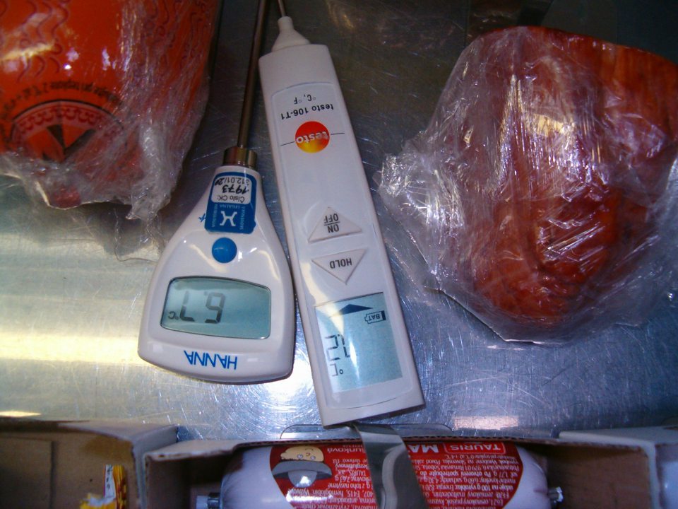 Teplota v chladiacej vitríne +7,2°C 