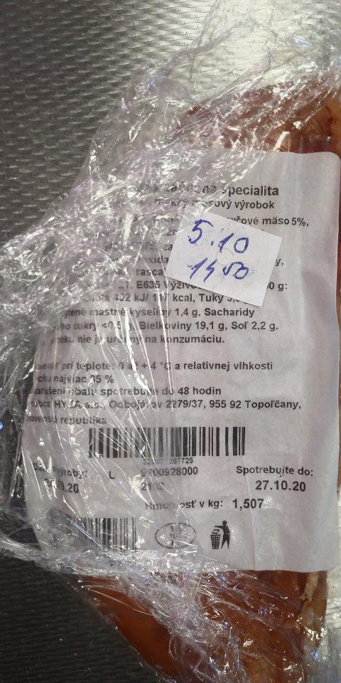 predaj mäsového výrobku po uplynutí dátumu spotreby