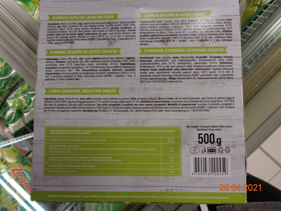 1 druh výrobu neoznačený v slovenskom jazyku. 