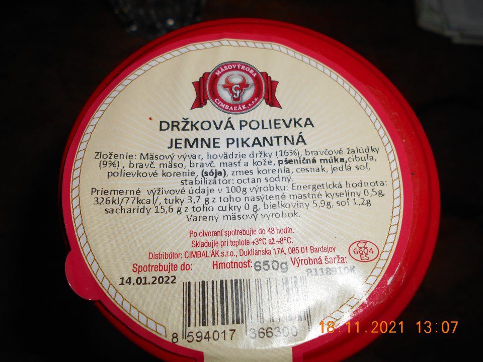 Zistené použitie skratiek v označení jedného druhu hotového jedla.