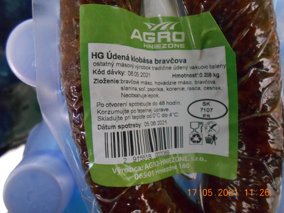  Zistené chýbajúce percentuálne zastúpenie zložky, vyskytujúcej sa v názve potraviny u dvoch druhov mäsových výrobkov