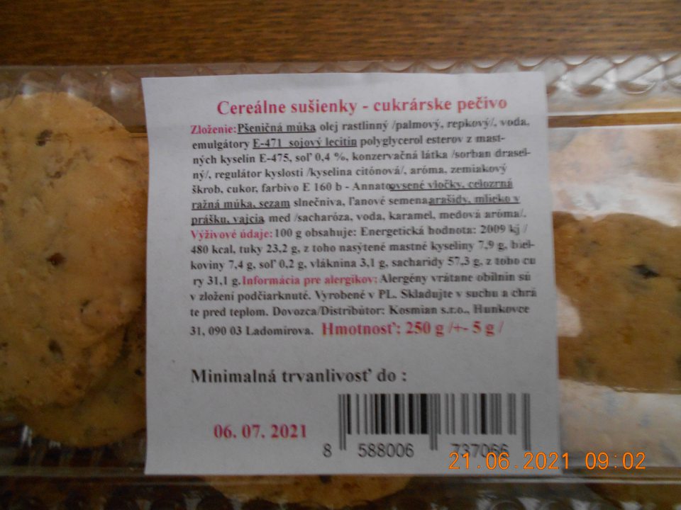Zistené nesprávne označenie jedného druhu cukrárskeho pečiva, u ktorého jeho zložky neboli zoradené v klesajúcom poradí.