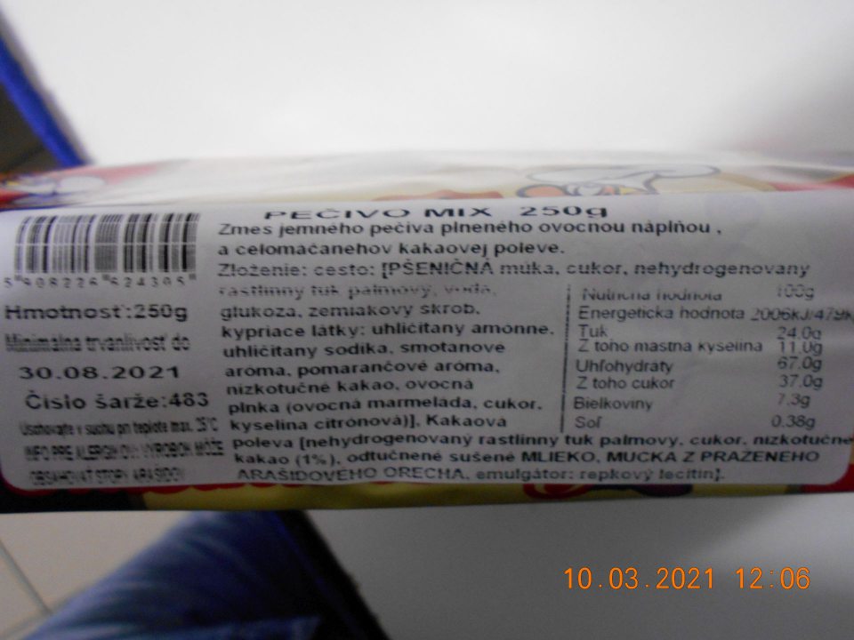 Umiestňovanie na trh jedného druhu potravinárskeho výrobku, nesprávne označeného, u ktorého nebolo uvedené množstvo zložky, použitej v názve výrobku. 