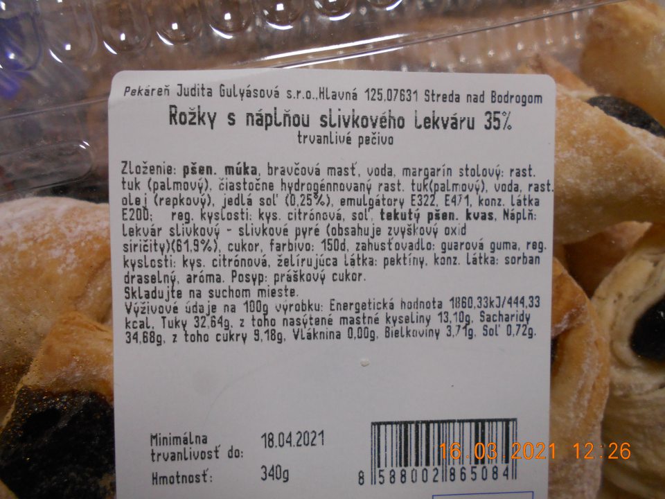 Zistené ponúkanie na predaj troch druhov trvanlivého pečiva, u ktorého v jeho zložení boli použité informácie, ktoré nie sú pre spotrebioteľa jasné a zrozumiteľné- použitie skratiek.