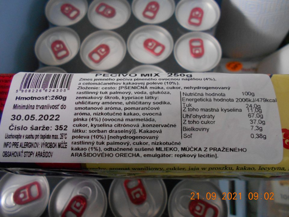  Nesprávne uvedené výživové údaje u jedného druhu potravinárskeho výrobku.