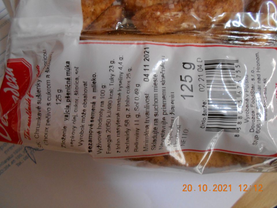 Chýbajúce percentuálne zastúpenie zložky, uvedenej v názve jedného druhu cukrovinky.