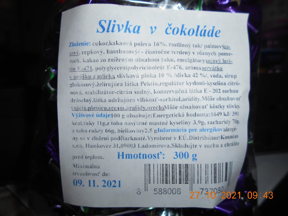 Zistené nesprávne označenie jedného druhu potravinárskeho výrobku, u ktorého v jeho zložení boli uvedené informácie, ktoré nie sú pre spotrebiteľa jasné a ľahko zrozumiteľné.