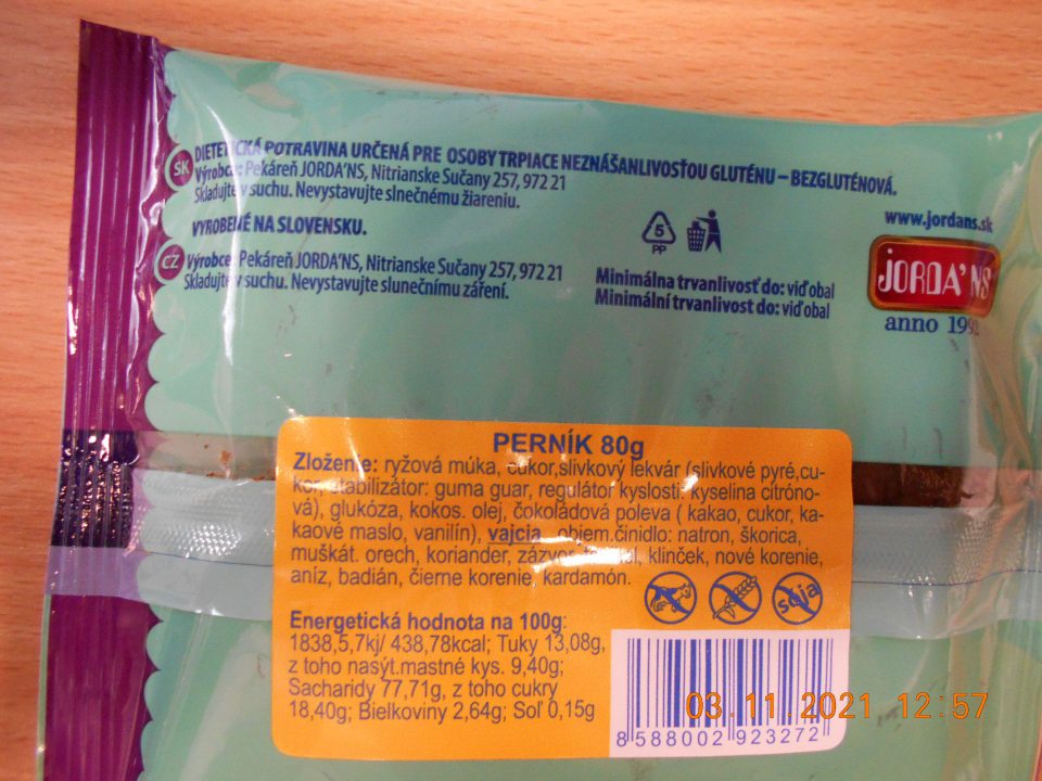  Zistené použitie skratiek v zložení jedného druhu potravinárskeho výrobku. 