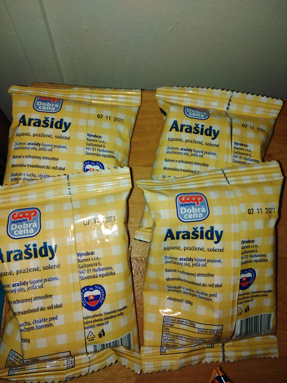 Arašidy lúpané, pražené, solené 100g po dátume minimálnej trvanlivosti