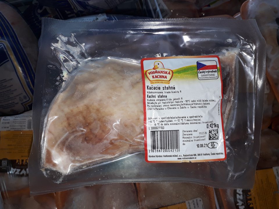 Kačacie stehná hlbokozmrazené 29 dní po dátume minimálnej trvanlivosti.