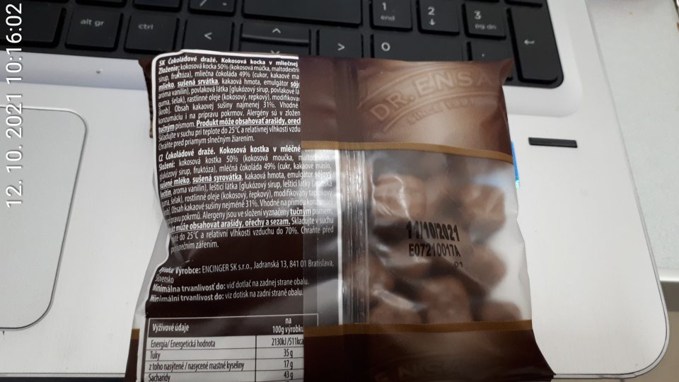 Výrobok po uplynutom dátume minimálnej trvanlivosti.