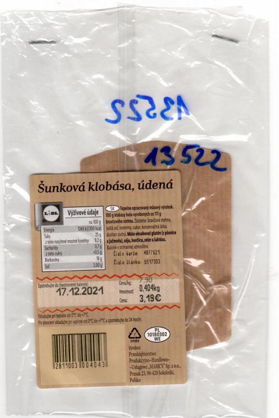 nevyhovujúci laboratórny nález - mäsový výrobok - PAU a suma PAU4