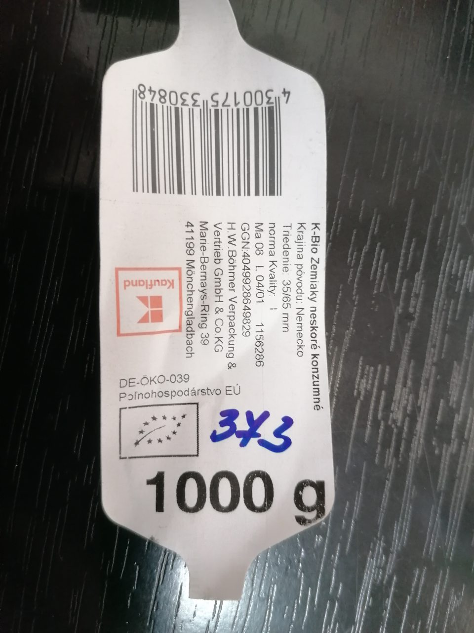 Označenie zemiakov na etikete.